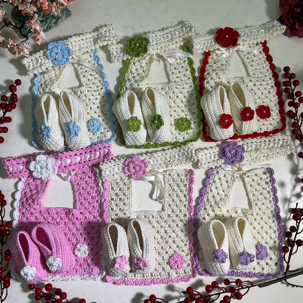 Stivaletti Per Neonato In Maglia Con Fiocco - Rosa, 0-3 Mesi, 100% Acrilico - Foto 4