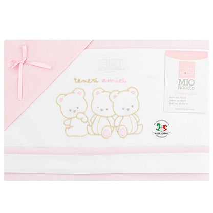 MioPiccolo® Lenzuolino Culla 3PZ "Bears" Color Rosa