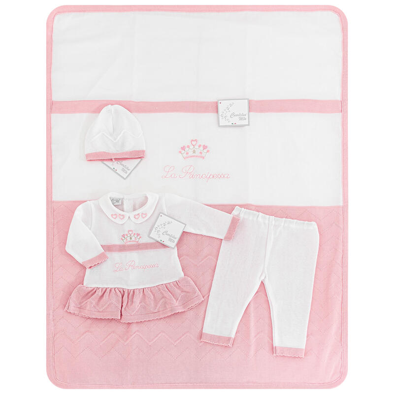 Cuoricino Mio® Corredino "Principessa" Estivo Color Bianco-Rosa Antico