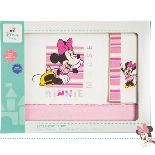 DisneyBaby® Lenzuolino Lettino 3PZ "MinnieMouse" Fuxia