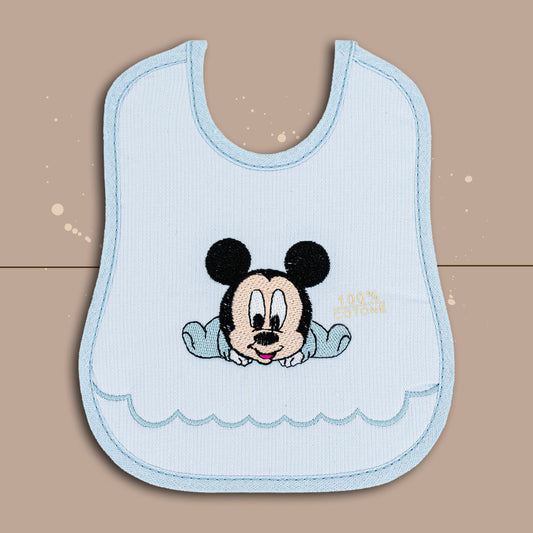 Bavoir Marilisa Topolino/Mickey Mouse en Pur Coton Brodé