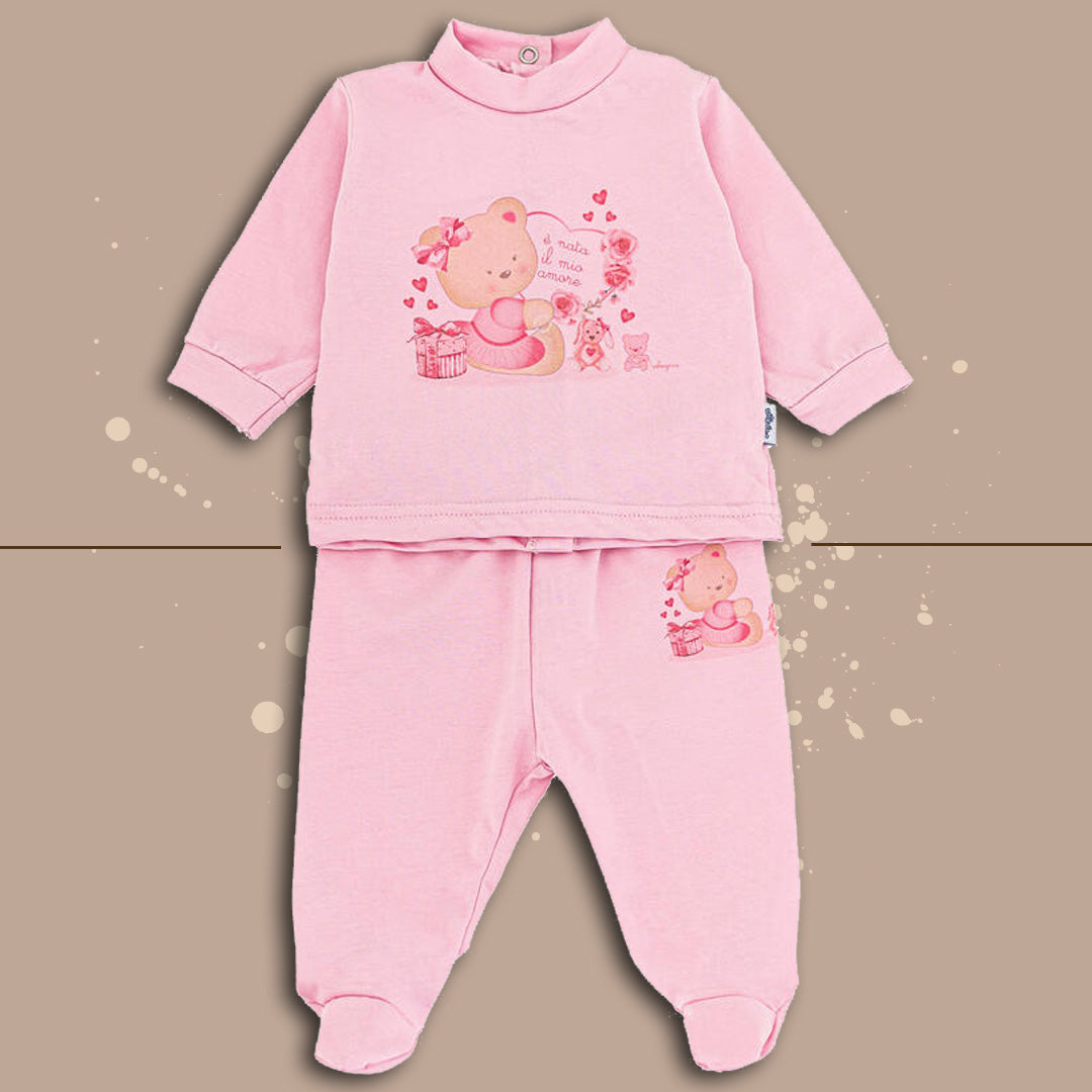 Ciliegina® Completino 2 Pezzi "Heart-Bear" Color Rosa