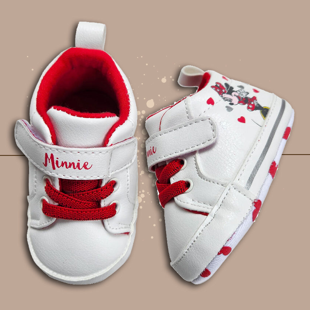 DisneyBaby Scarpetta Invernale Neonata MinnieLove,Bianco-Rosso