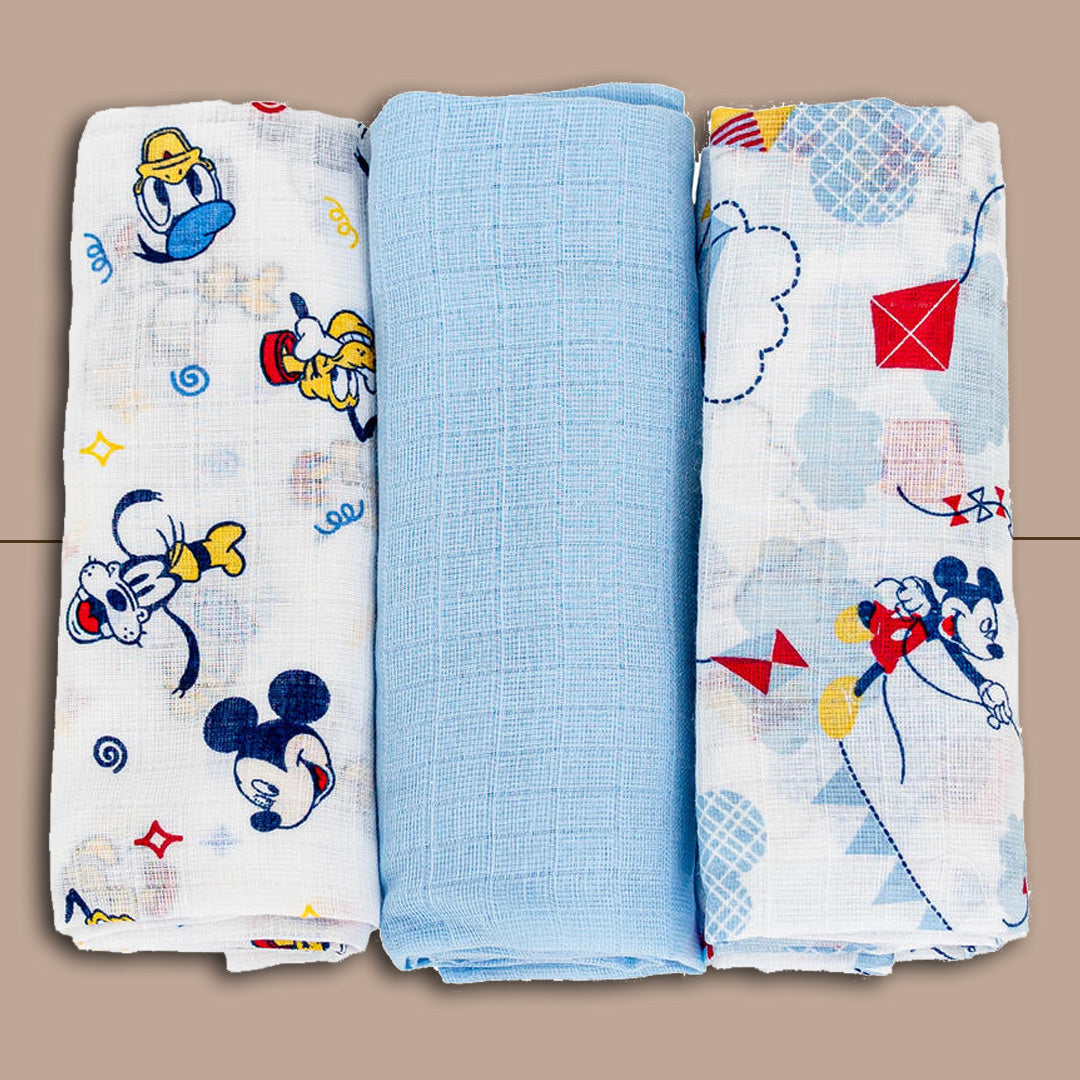 Disney Quadrati di garza di cotone 100% 70x70 personaggi disney