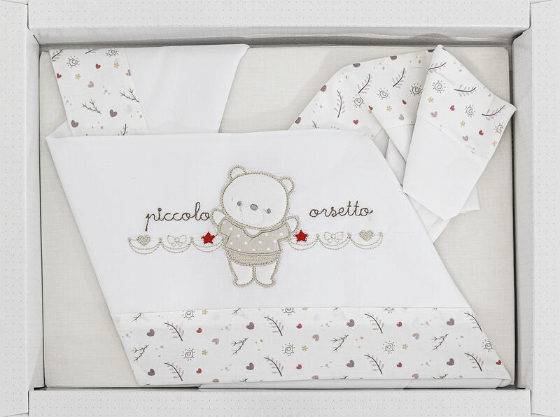 BrucoBruco® Lenzuolino Culla 3PZ "LittleBear" Panna