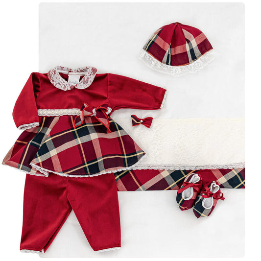 Coordinato Nascita BabyChic RedGirl,COMPLETO,Invernale,Rosso