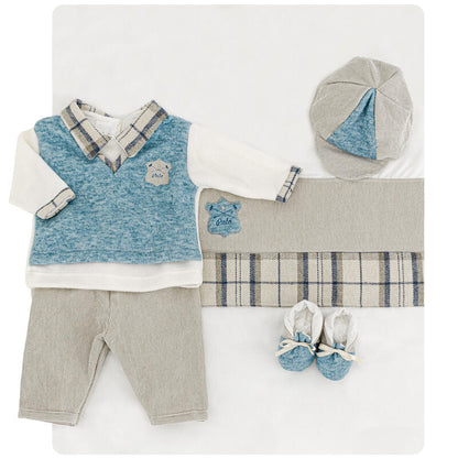 Coordinato Nascita BabyChic COLLEGE-BOY ,COMPLETO,Mastice,Invernale