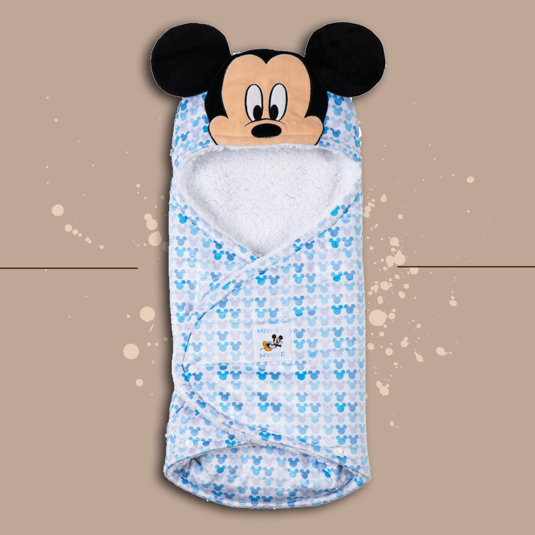 DisneyBaby® BabySacco Agnellato in Ciniglia "MickeyFace" Cielo