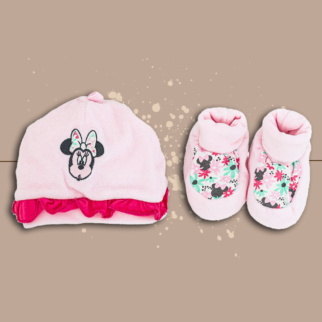 DisneyBaby Set Cappellino e Scarpine Minnie,Ciniglia,Rosa