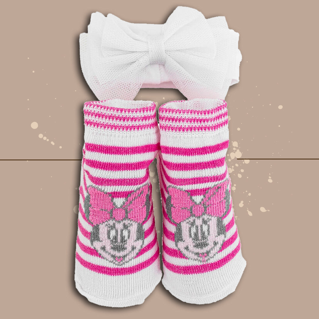 Disney® Scarpetta + Fascetta "MinnieRighe" Fuxia