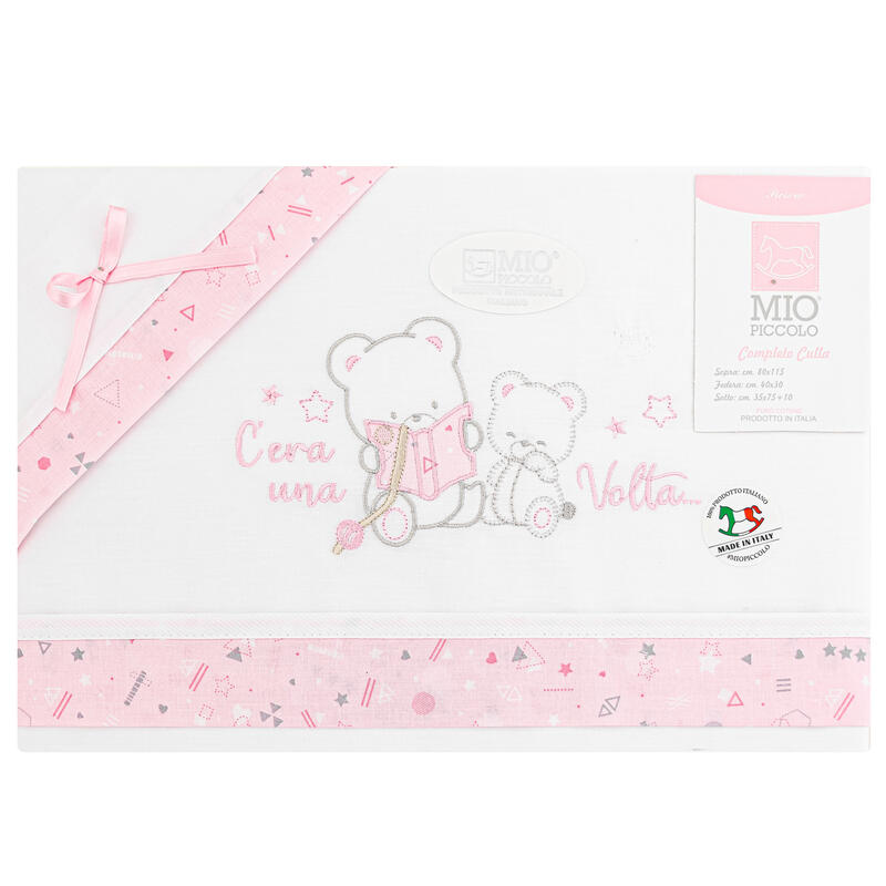 MioPiccolo® Lenzuolino Culla 3PZ "Favoletta" Color Rosa