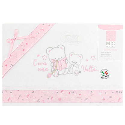 MioPiccolo® Lenzuolino Culla 3PZ "Favoletta" Color Rosa