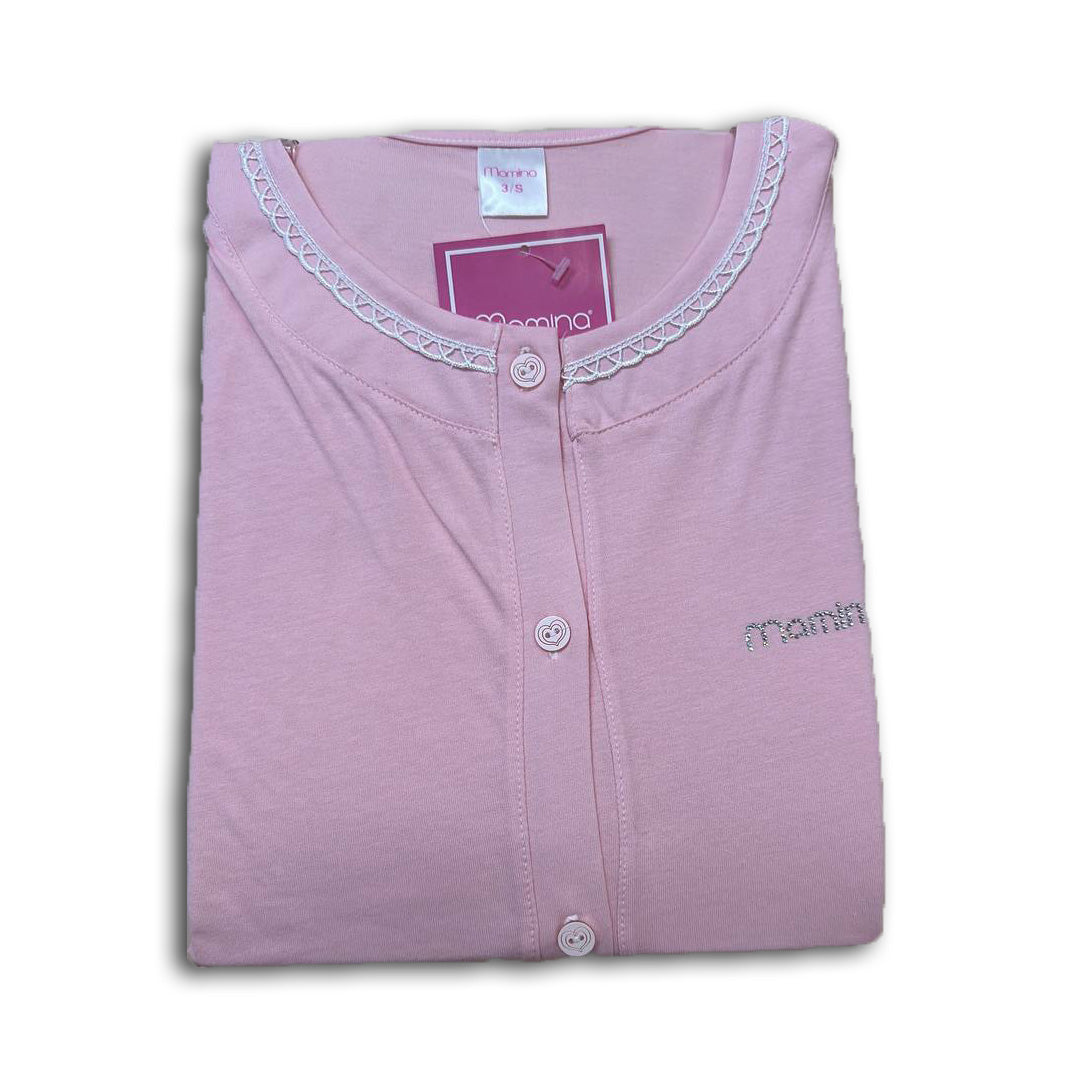 Mamina Camicia da Notte Manica Lunga Premaman Cotone Z9130,Rosa