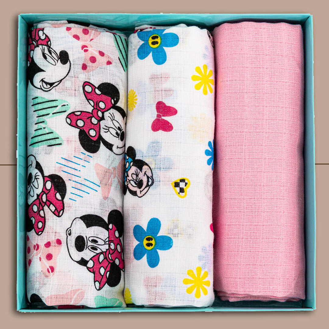 Disney Quadrati di Garza Minnie Multicolor | 3 Pezzi | 70x70 CM