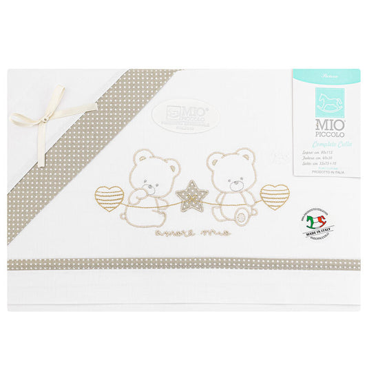 MioPiccolo® Lenzuolino Culla 3PZ "BearsFriend" Color Panna