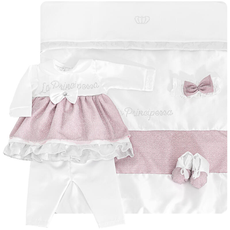 Giulia® Corredino "SilkPrincess" Estivo Color Bianco-Rosa