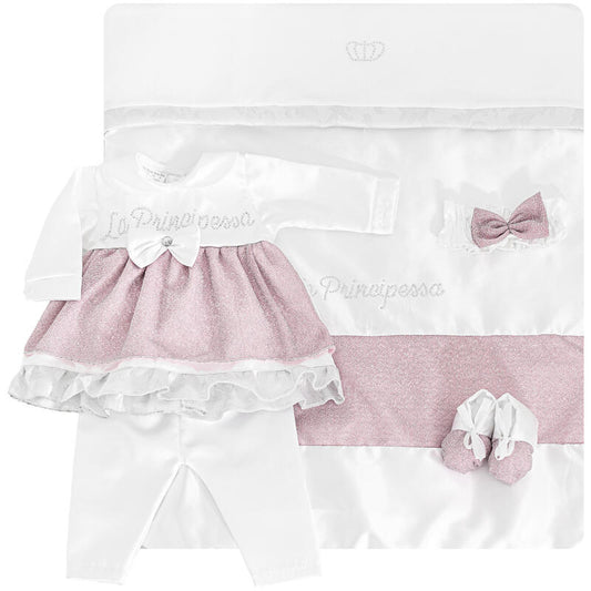 Giulia® Corredino "SilkPrincess" Estivo Color Bianco-Rosa