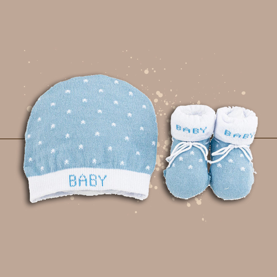 Caveja® Scarpetta + Cappello "BabyM" BiancoCielo