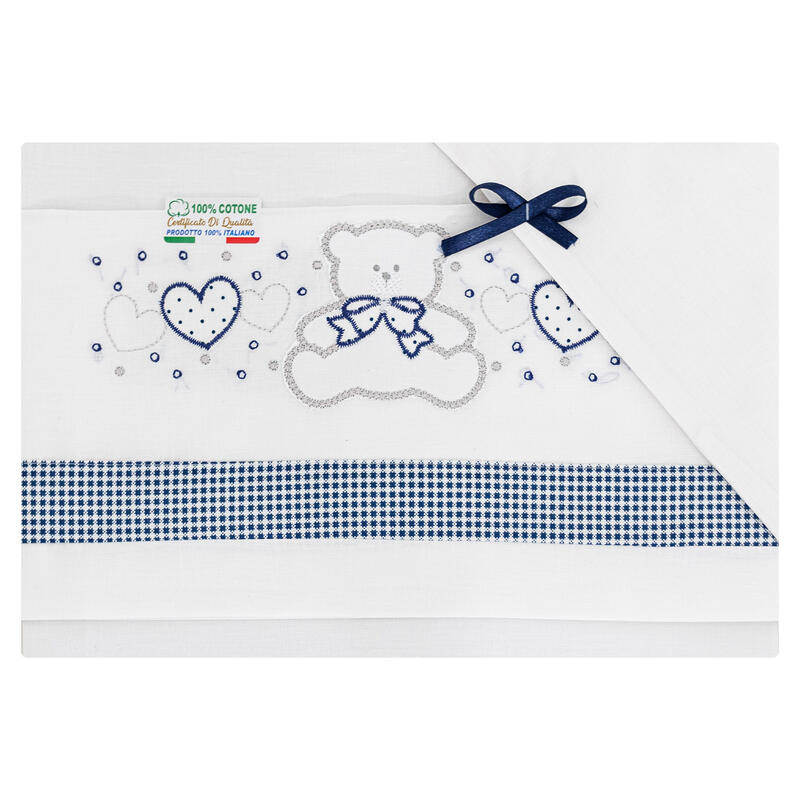 I Batuffolini® Lenzuolino Culla 3PZ "BearInLove" Blu