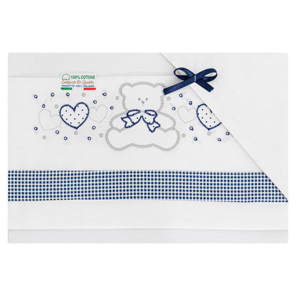 I Batuffolini® Lenzuolino Culla 3PZ "BearInLove" Blu