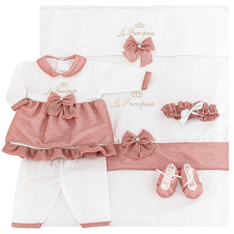 BabyChic® Corredino "GlitterPrincess" Estivo Color Bianco-Rosa