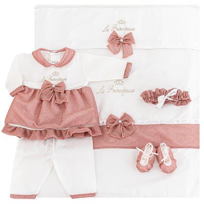 BabyChic® Corredino "GlitterPrincess" Estivo Color Bianco-Rosa