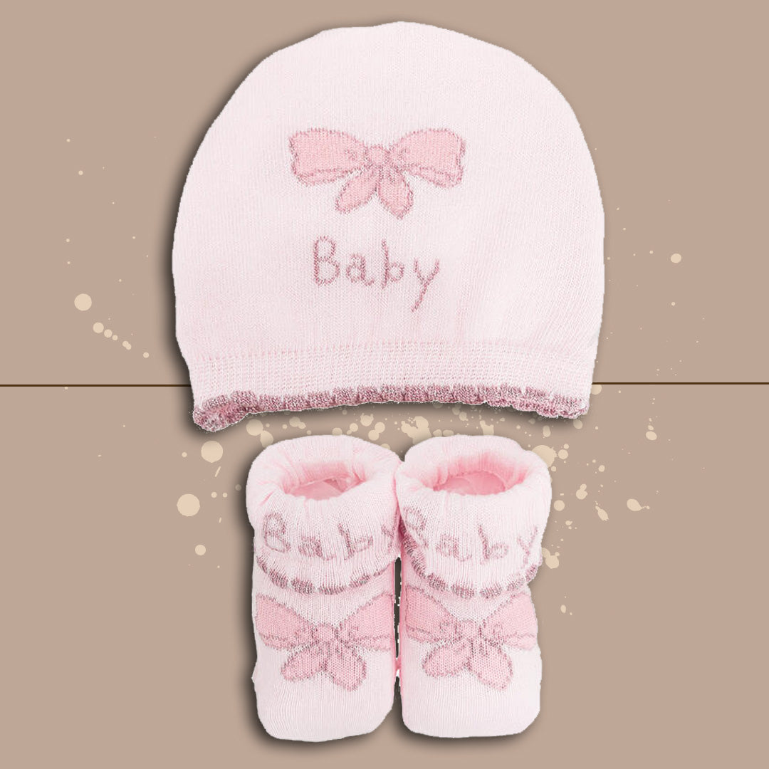 Caveja® Scarpetta + Cappello "BabyF" Rosa