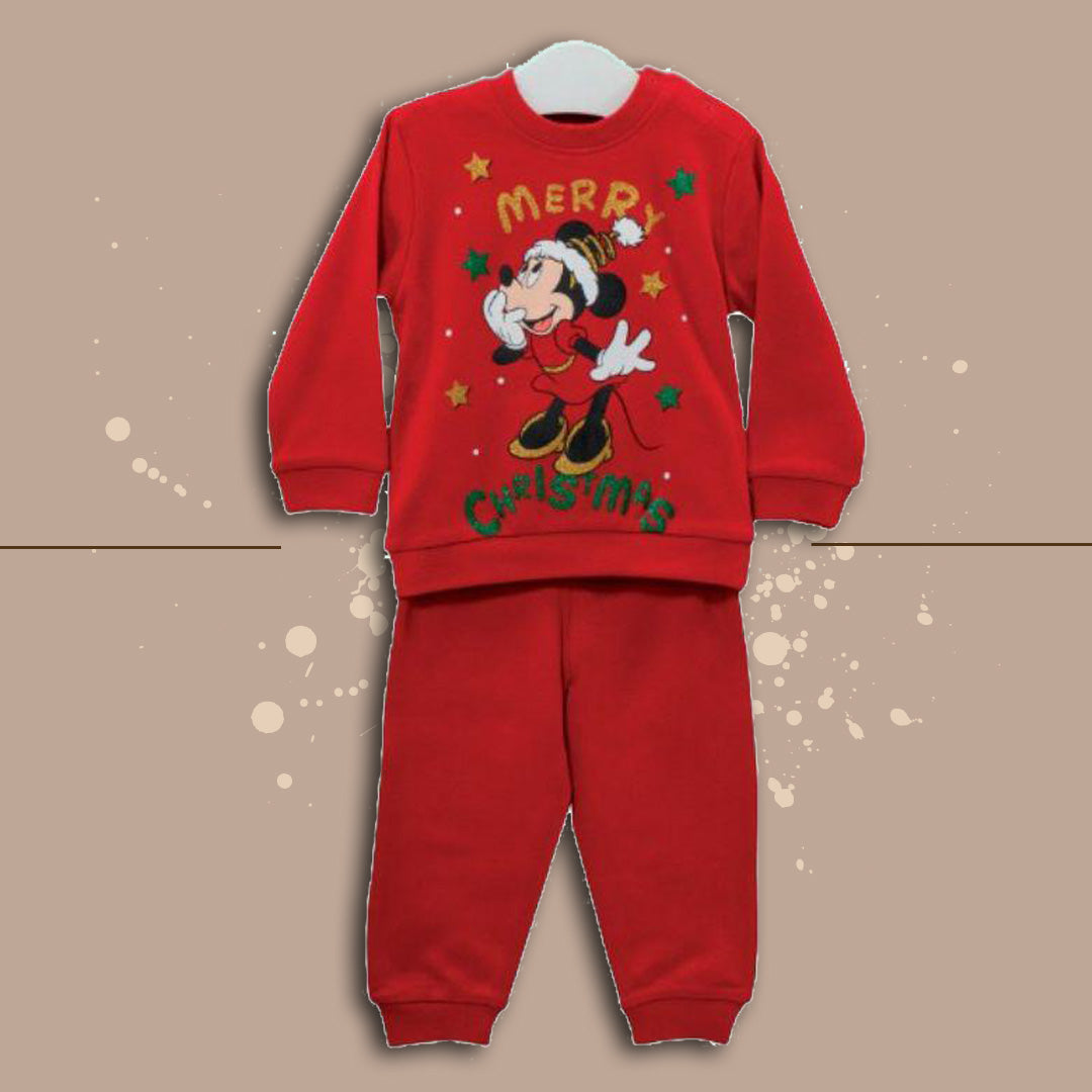 Disney Pigiama Felpa Neonato Natalizio Minnie,Rosso