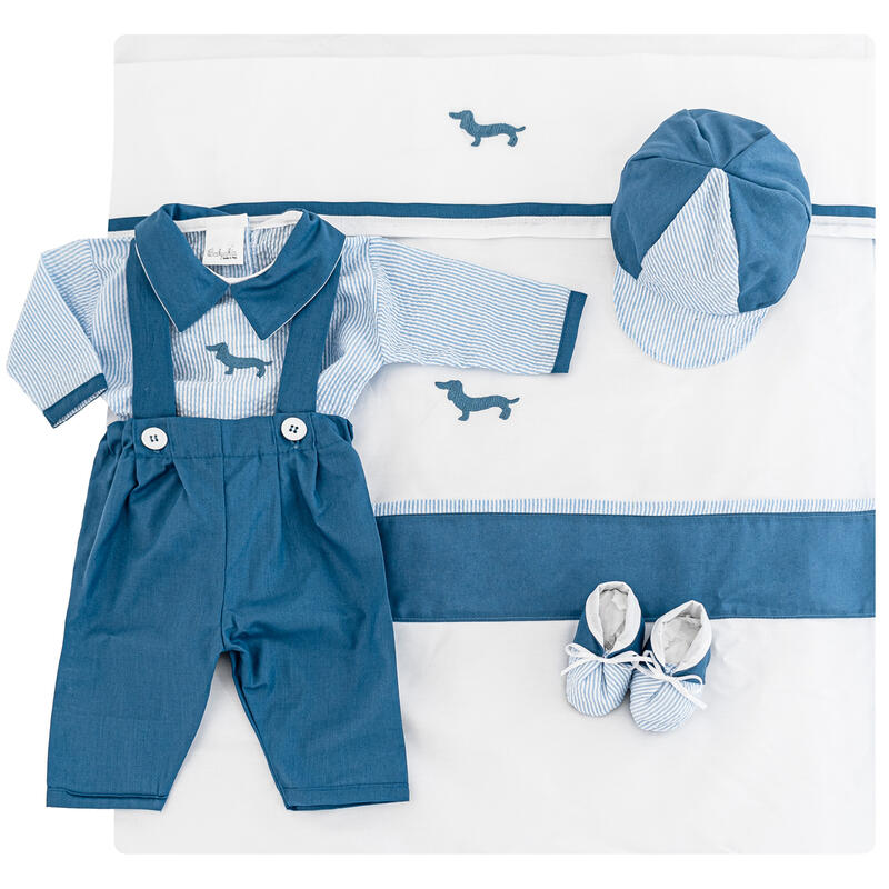 Coordinato Nascita BabyChic Bassotto Estivo color Avion