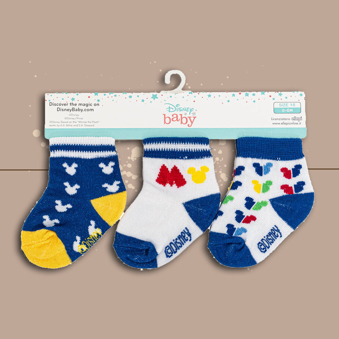 DisneyBaby® Set 3 Calzine "Mickey" Blu-Giallo