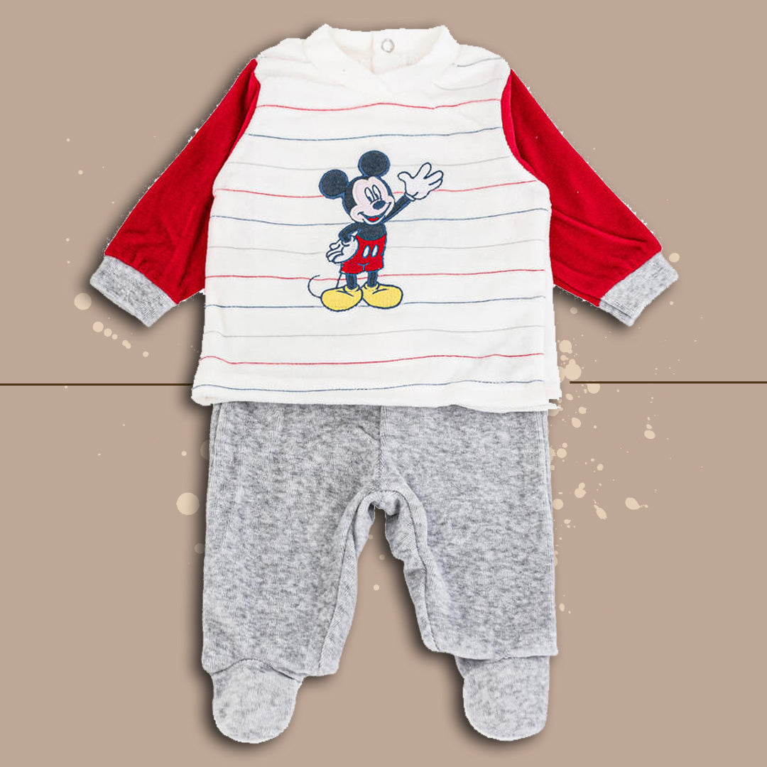 Disney Completino 2 Pezzi MickeyHello,Panna-Rosso,Ciniglia