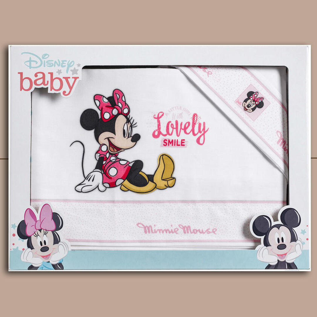 DisneyBaby Set Lenzuolo Culla 3 Pezzi MinnieLovelySmile EC0333WD,Rosa