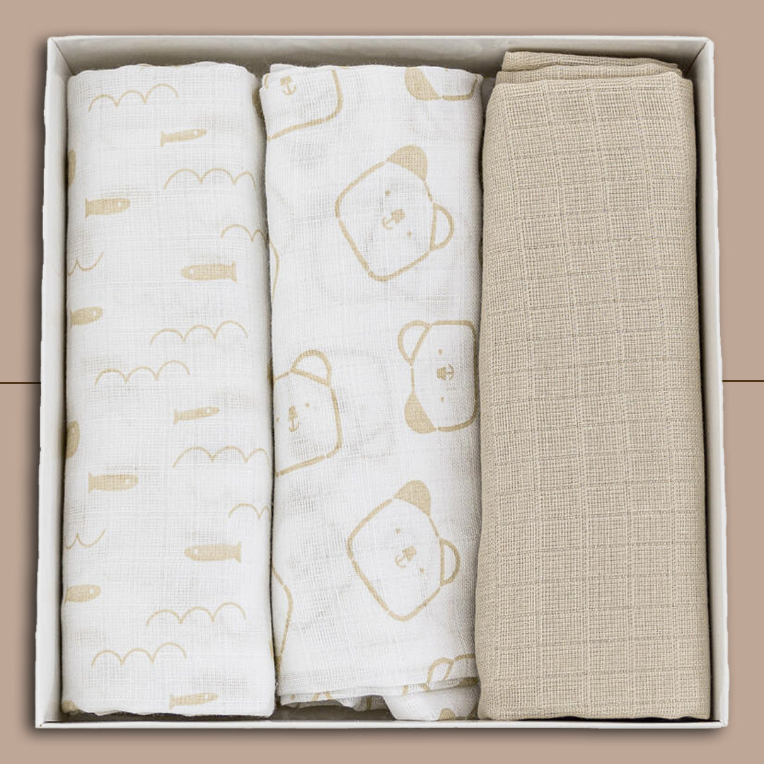 Ellepi Quadrati di Garza OrsettoNeutral | 3 Pezzi | 70x70 CM Color Beige