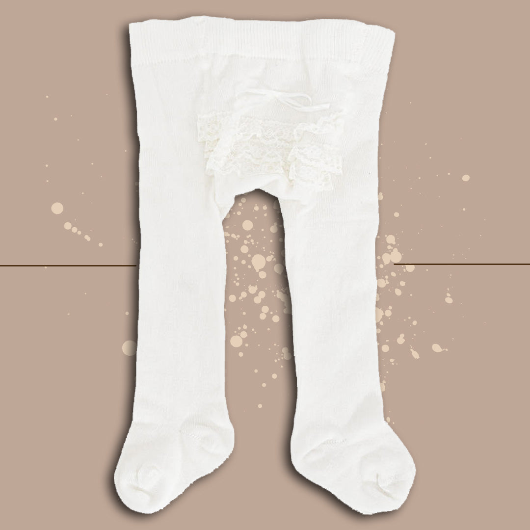 Coccoli Warm Cotton Baby Girl Tights, Cream