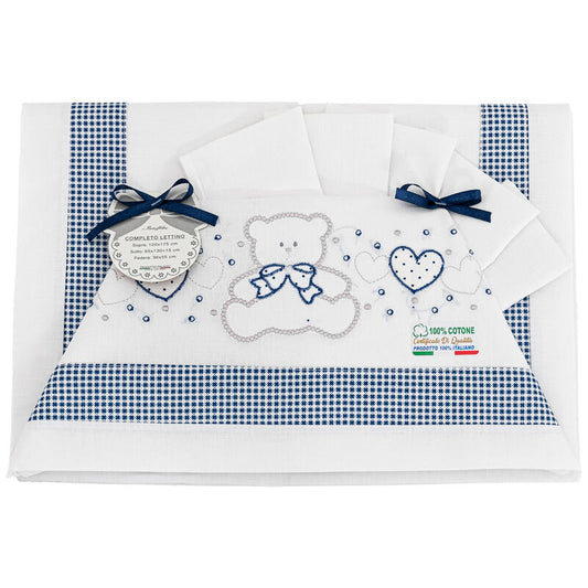 I Batuffolini® Lenzuolino Lettino 3PZ "BearInLove" Blu