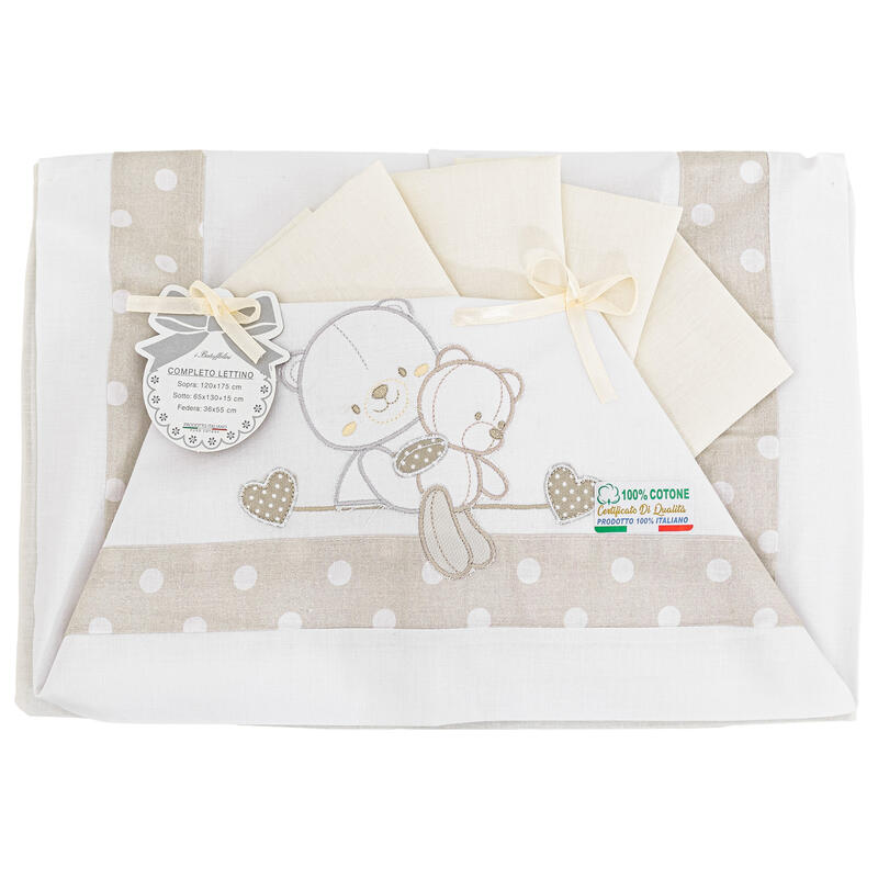 I Batuffolini® Lenzuolino Lettino 3PZ "BearS" Panna