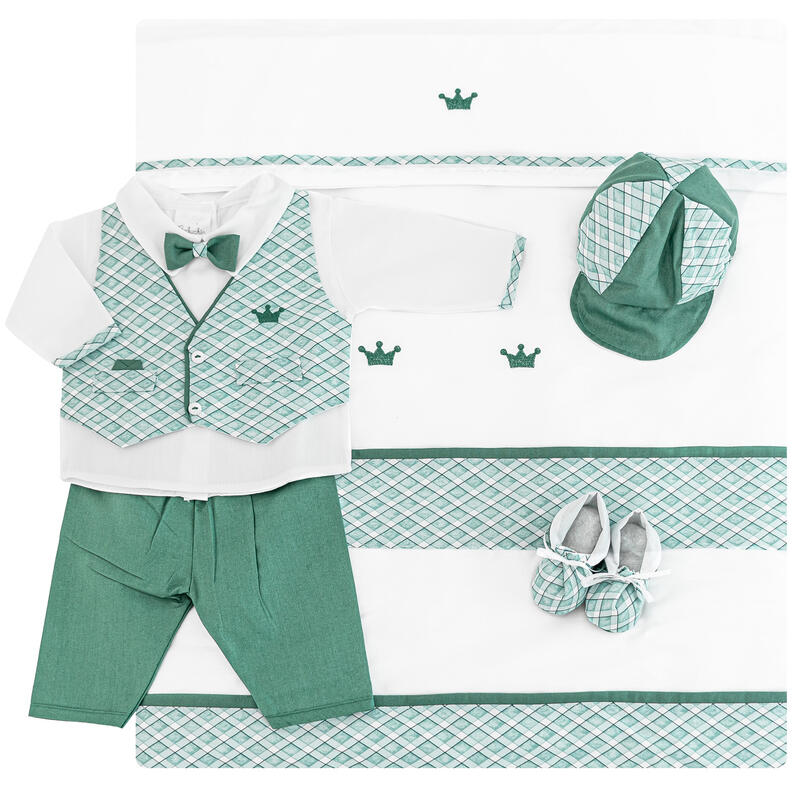 Coordinato Nascita BabyChic Re Estivo color Panna-Verde