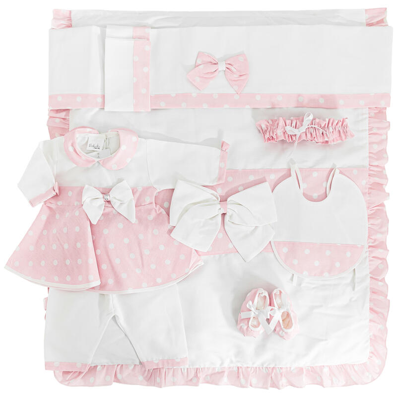 BabyChic® Corredino "Pois" Estivo Bianco-Rosa