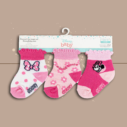 DisneyBaby® Set 3 Calzine "Minnie" Rosa-Bianco