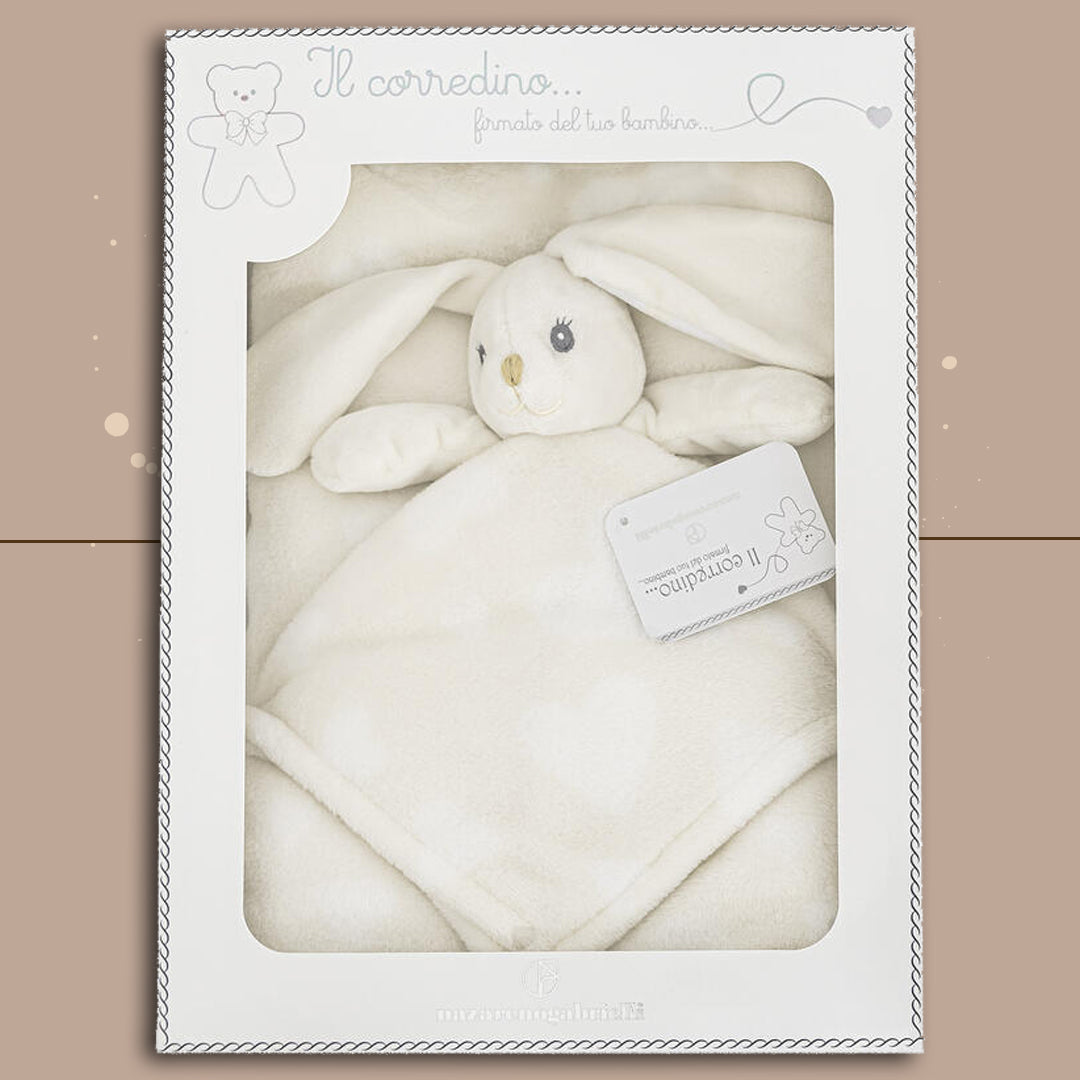 Nazareno Gabrielli® Coperta Culla Pile + DouDou "Cuoricini" Panna