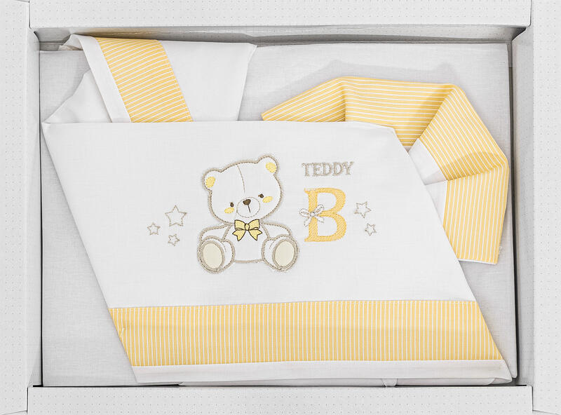 BrucoBruco® Lenzuolino Culla 3PZ "TeddyB" Giallo