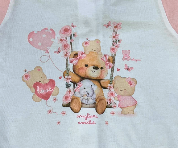 Ciliegina® Completo Corto "Heart-Bear" Rosa