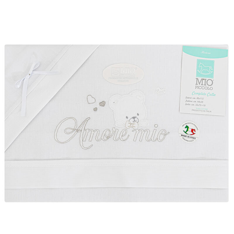 MioPiccolo® Lenzuolino Culla 3PZ "AmoreMio" Bianco