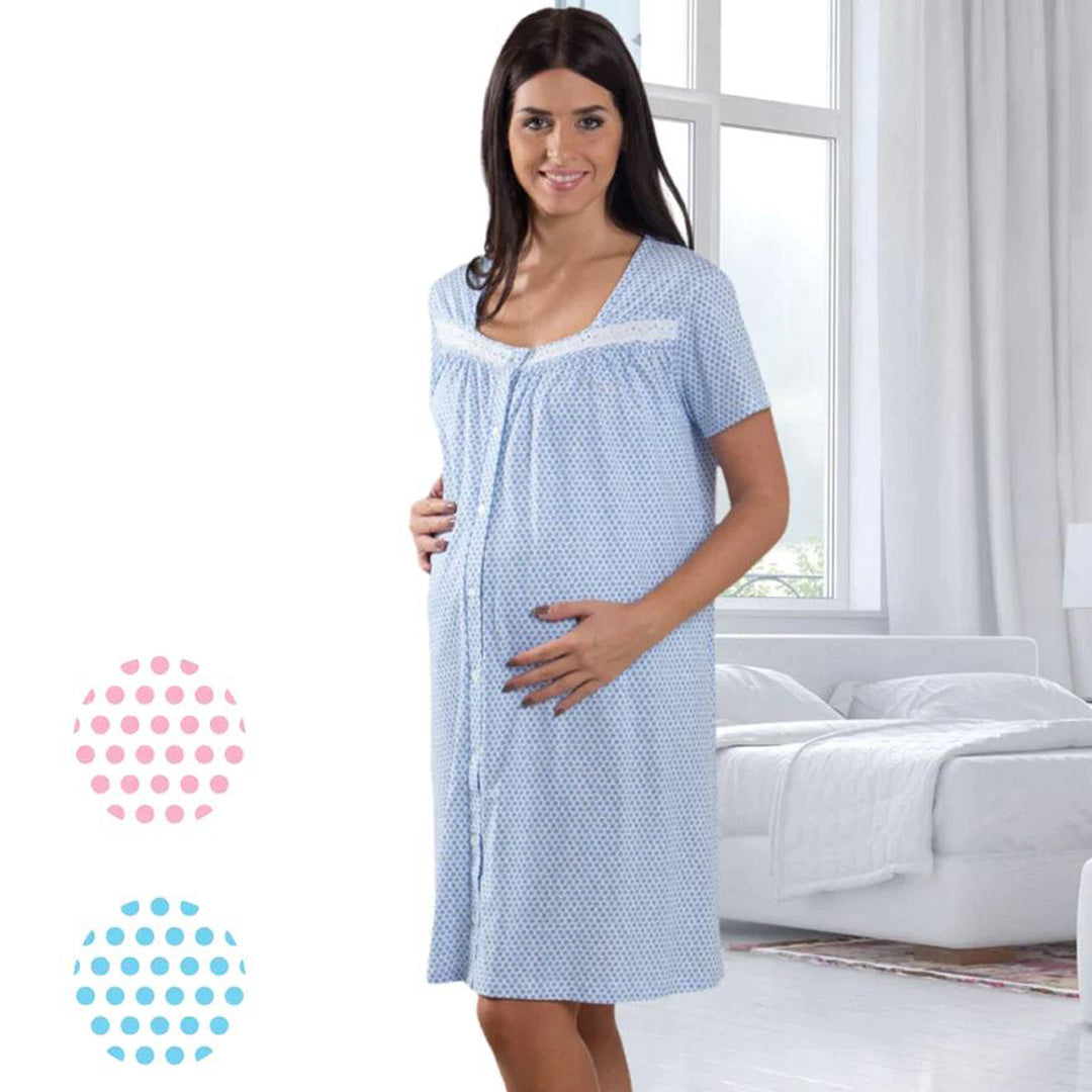 Mamina Camicia da Notte Mezza Manica Premaman Z9273,Azzurro