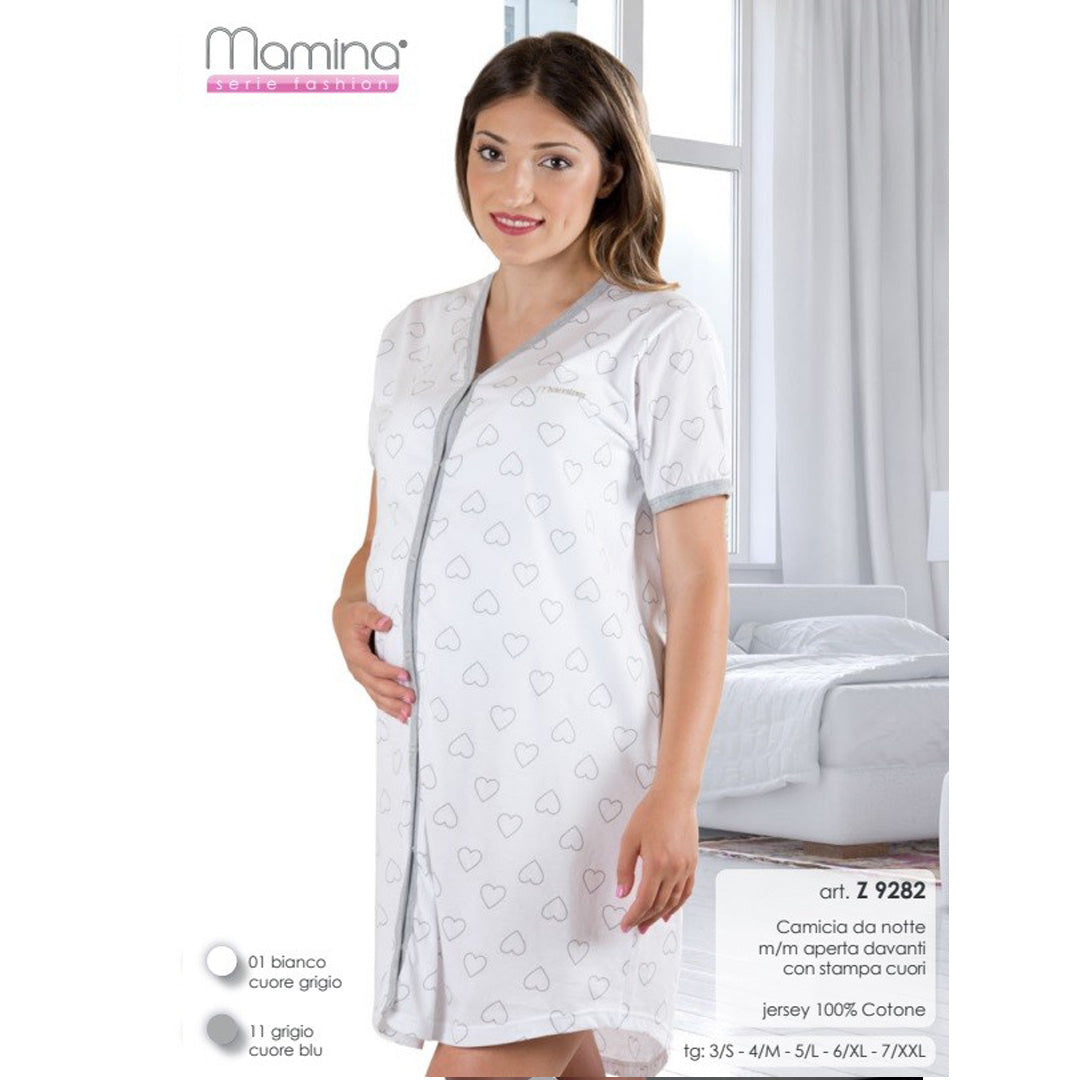 Mamina Camicia da Notte Mezza Manica Premaman Z9182,Bianco