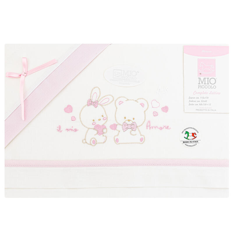 MioPiccolo® Lenzuolino Lettino 3PZ "IlMIoAmore" Color ROsa