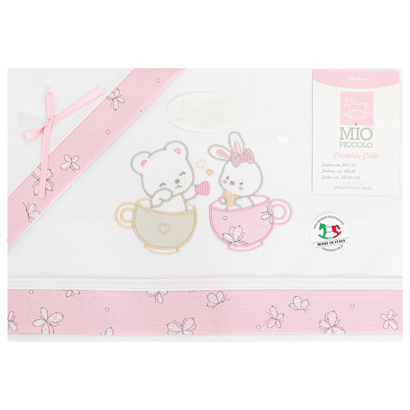 MioPiccolo® Lenzuolino Culla 3PZ "Caffè" Rosa