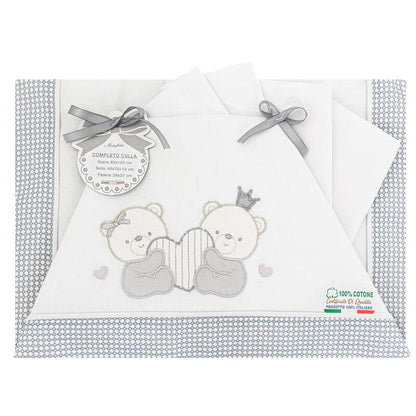 I Batuffolini® Lenzuolino Culla 3PZ "BearLove" Grigio