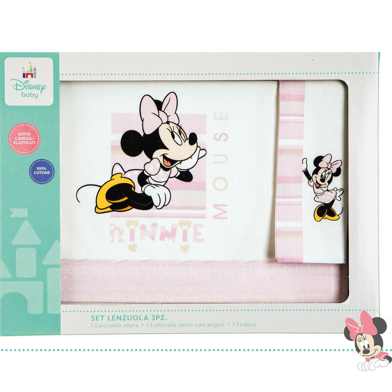 DisneyBaby® Lenzuolino Lettino 3PZ "MinnieMouse" Rosa