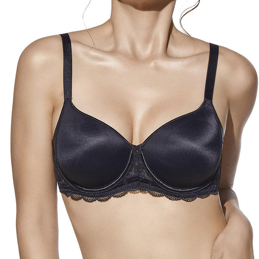 Selene® "DESIREE" Reggiseno con Ferretto Dettagli Pizzo Trasparente Nero
